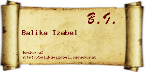 Balika Izabel névjegykártya